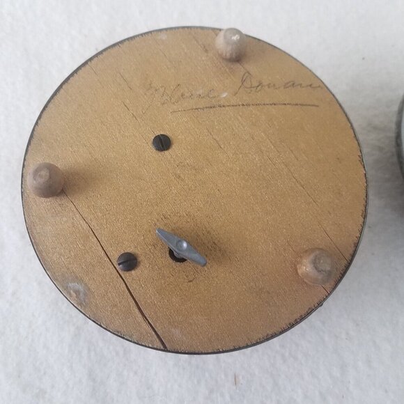 Antique Pre Reuge Music Box Musical‎ Powder Puff Metal Case with Porcelain Inlay - Picture 14 of 16